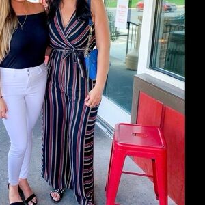 Like New striped jumpsuit